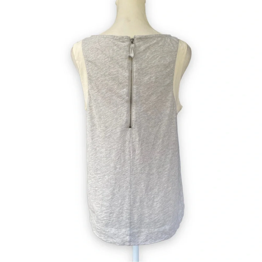J Crew Gray Silk Trimmed Sleeveless Blouse